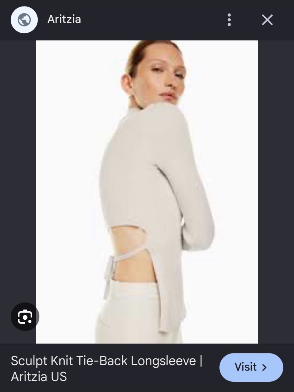 Aritzia Sculpt Knit Tie-Back Longsleeve Mock/Turtle neck Sweater in Cream